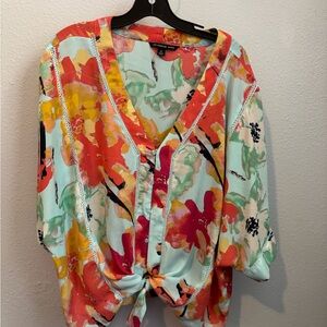 Zac & Rachel Vibrant Multicolor Blouse Sz 2X